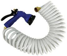 Whitecap 50' coiled hose with nozzle, white p-442