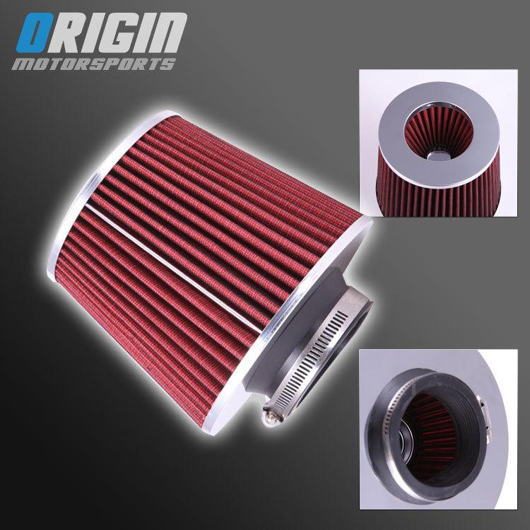 3.5" universal high flow dry cone air intake turbo filter clean washable red