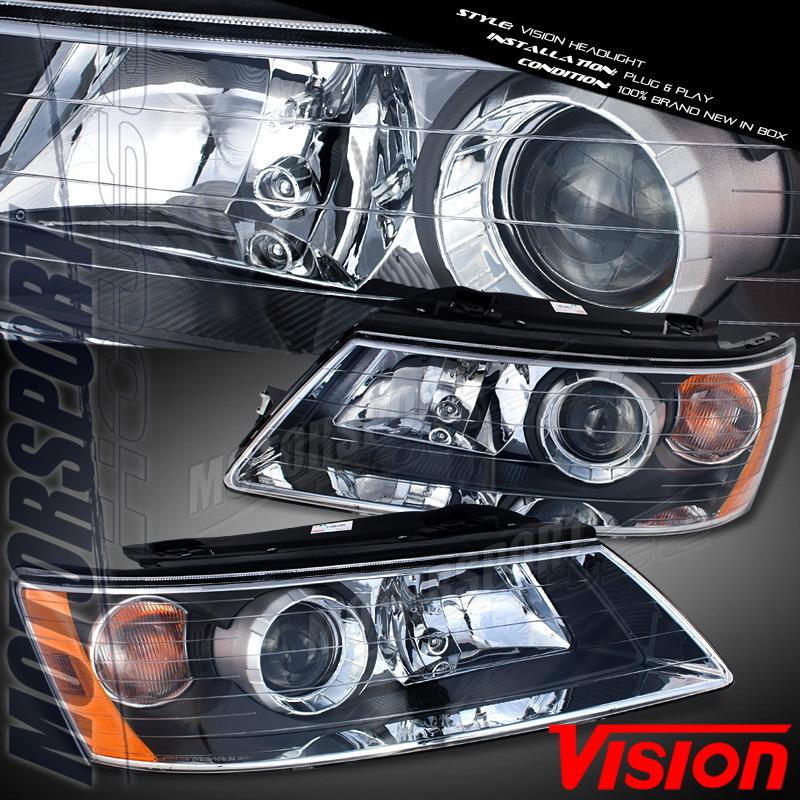 Black replacement headlights for hyundai sonata limited gls lx 4d lh+rh 06 07 08