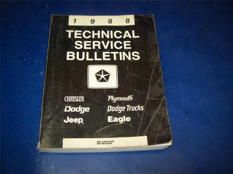 1988 88 dodge plymouth chrysler factory technical service bulletin manual