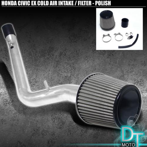 Stainless washable cone filter+cold air intake 99-00 civic ex si polish aluminum