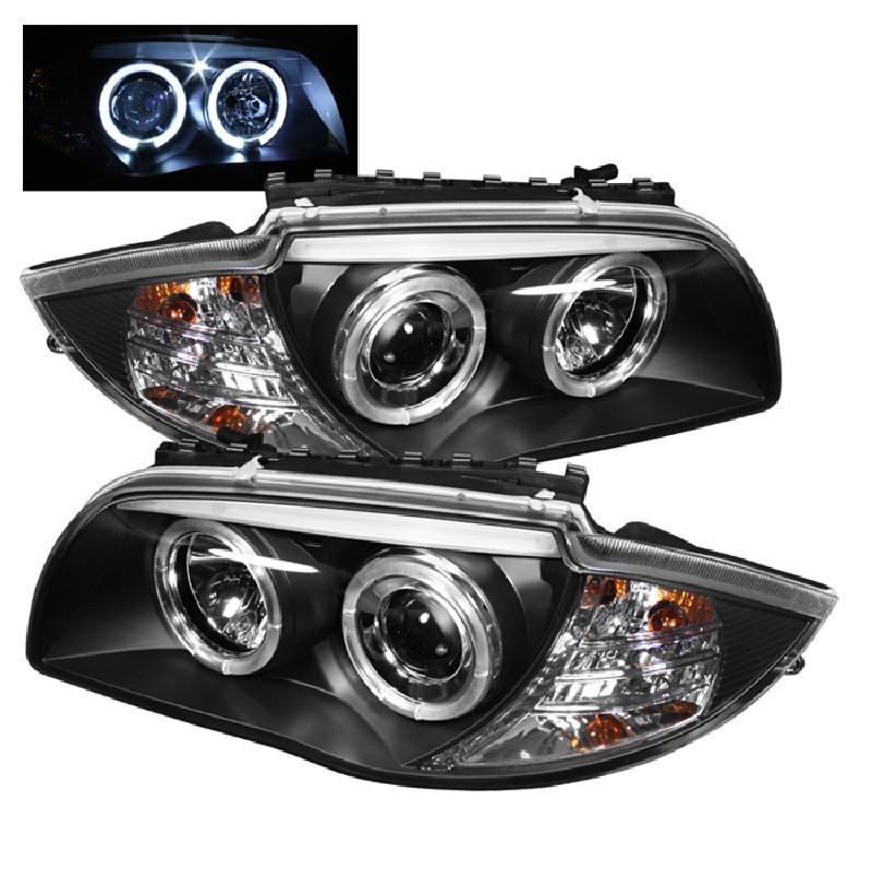 Tln autoparts bmw e87 1-series 2008-2010 halo projector headlights - black-