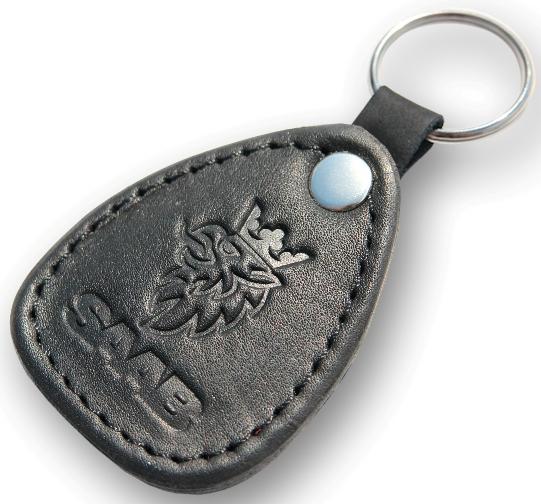 New leather black keychain car logo saab auto emblem keyring