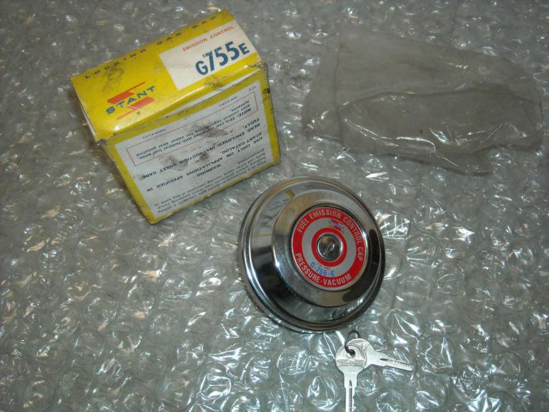 Stant g755e locking gas cap w/keys chrome g-755-e *nos*