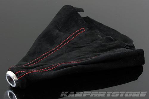 Universal usa alcantara black suede red stitched stick manual auto shift boot