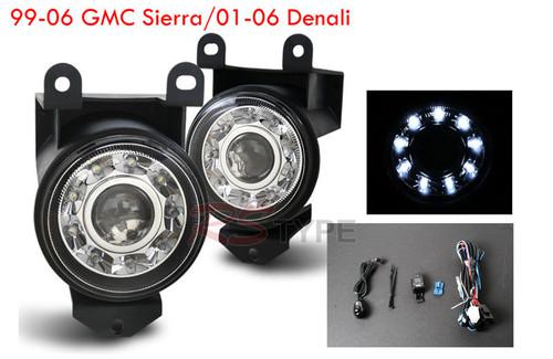 99-06 gmc yukon 02-06 sierra denali led halo light w/ projector fog light lamp