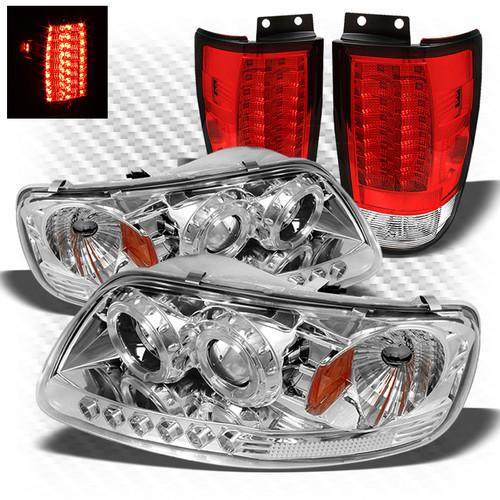 97-02 expedition 1pc projector headlights + r/c philips-led perform tail lights