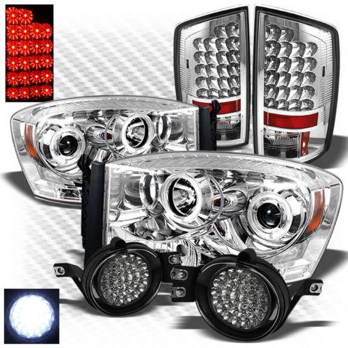 07-08 ram 1500, 07-09 2/3500 pro headlights + led tail lights + led fog lights