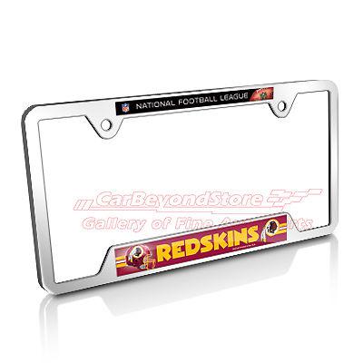 Nfl washington redskins chrome metal license plate frame + free gift, licensed