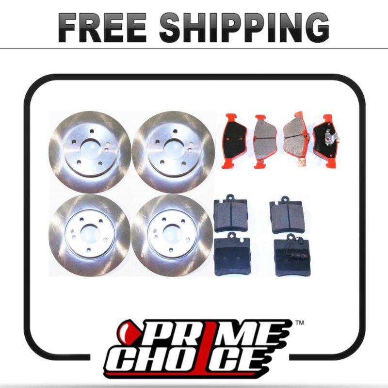 2 complete front & rear pair 4 disc brake rotors and 8 ceramic pads full set kit