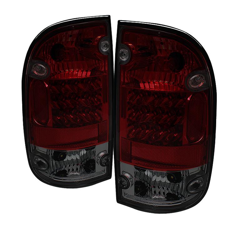 Spyder toyota tacoma 01-04 led tail lights - red smoke