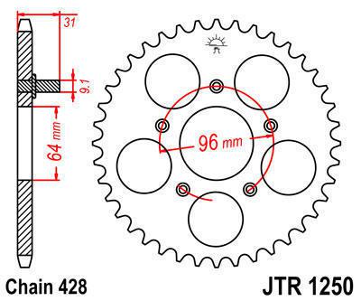 Jt sprocket rear 56t steel fits honda nx125 1988