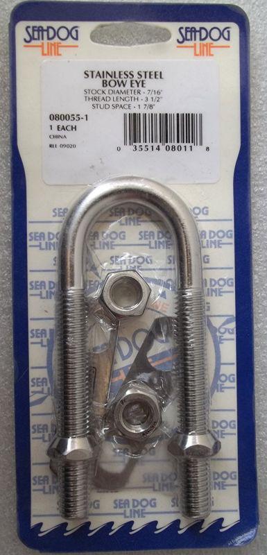 Sea dog 7/16" stainless twin shank bow eye (u-bolt) ~ 080055-1 ~ free shipping