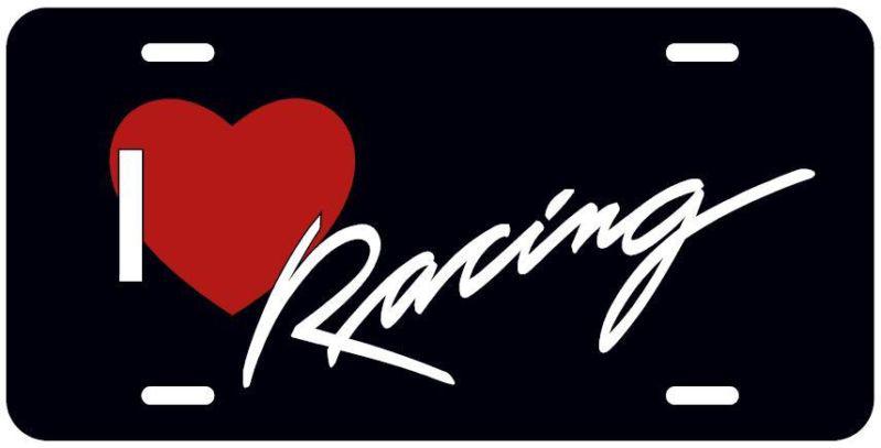 I heart racing with red heart on black tag race life