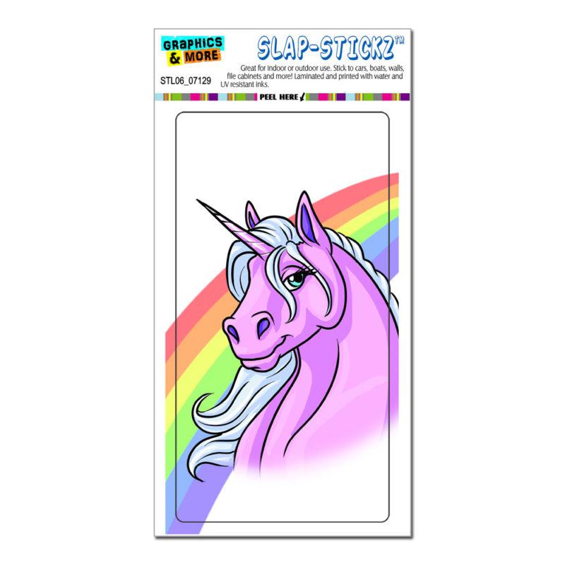 Pink unicorn on rainbow - slap-stickz™ car window locker bumper sticker