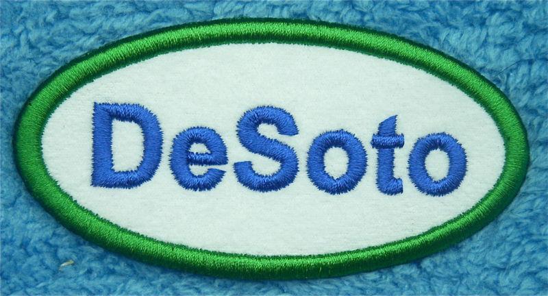 Desoto embroidered patch iron on green - white - blue