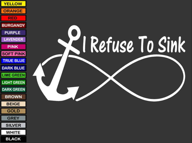 3" x 6"anchor-i refuse to sink,auto,truck,window,notebook,vinyl decal sticker