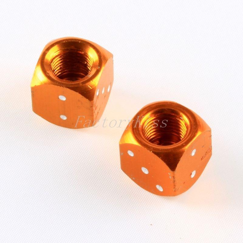 Gau 2pcs metal dice motorcycle car tyre tire stem valve dust cap gold