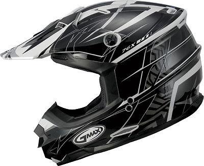 New gmax gm76x player offroad/motocross adult helmet,black/silver/white,large/lg