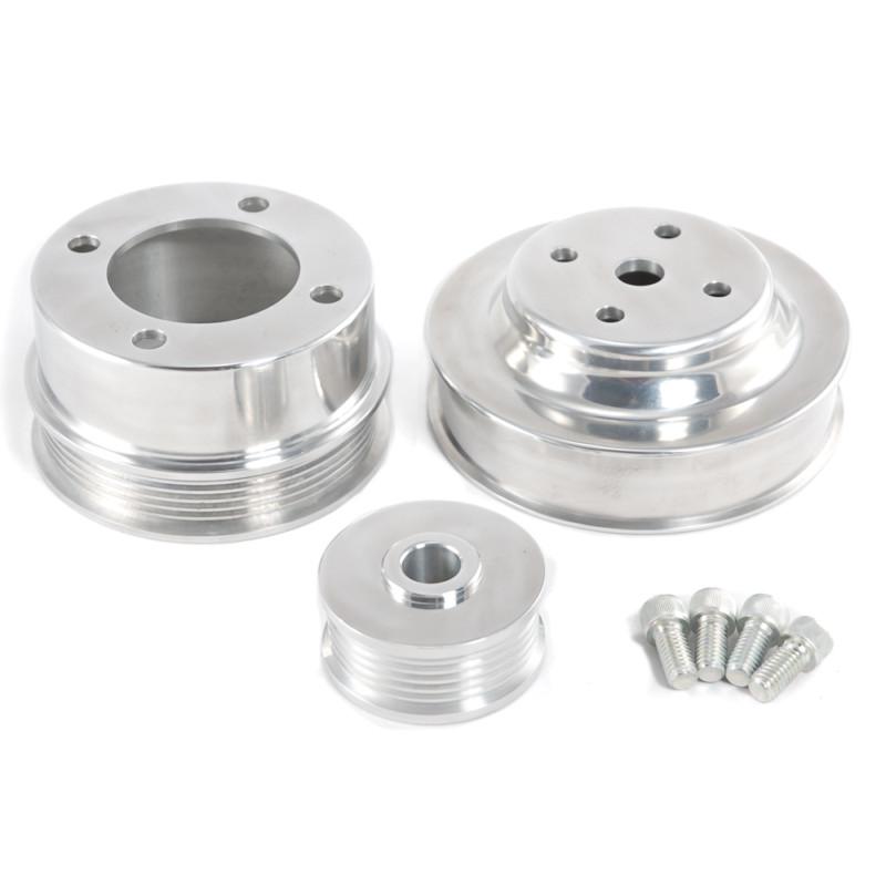 1986-1993 mustang 5.0 efi polished billet aluminum underdrive pulleys set of 3