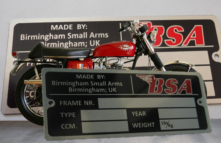 Bsa a50 a65 a75 spitfire victor rocket 3 firebird lighting gold star data plate