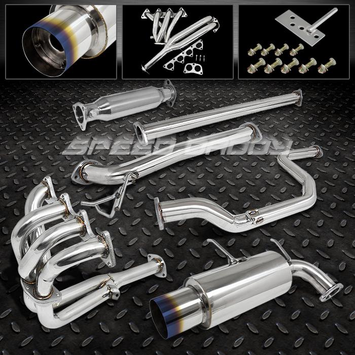 4.5" muffler burnt tip catback cat back+header+pipe exhaust 92-93 acura integra