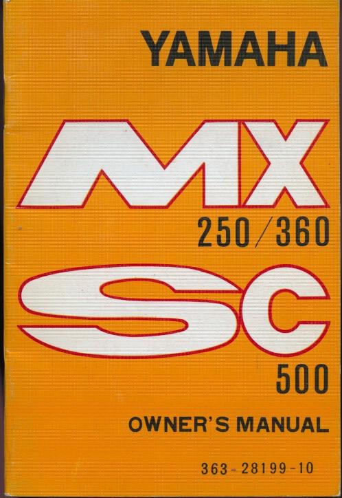 1973 yamaha mx 250 / 360 sc 500 owner's manual