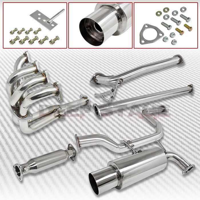 Stainless cat back+ header+ piping exhaust 90-91 acura integra da5-da9 db1-db2