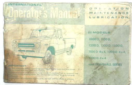 1969 international truck and travelall owners manual original 