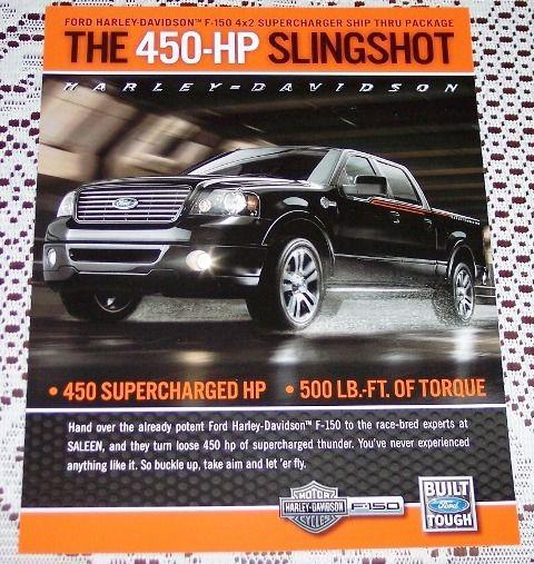 Brand new 2007 ford harley davidson f150 literature brochure 2 sided hero card!