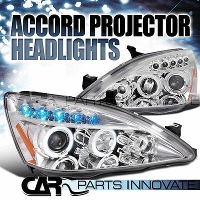 Honda 03-07 accord 2/4dr led halo projector headlights lamp chrome