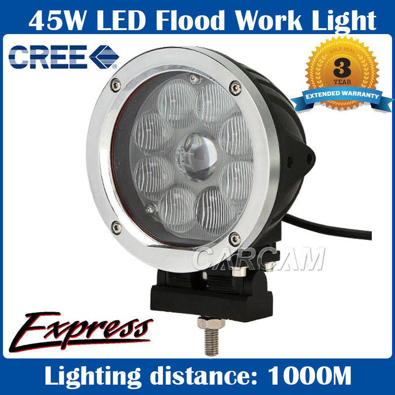 45w cree led work light flood beam offroad car jeep suv boat 4wd driving lamp 