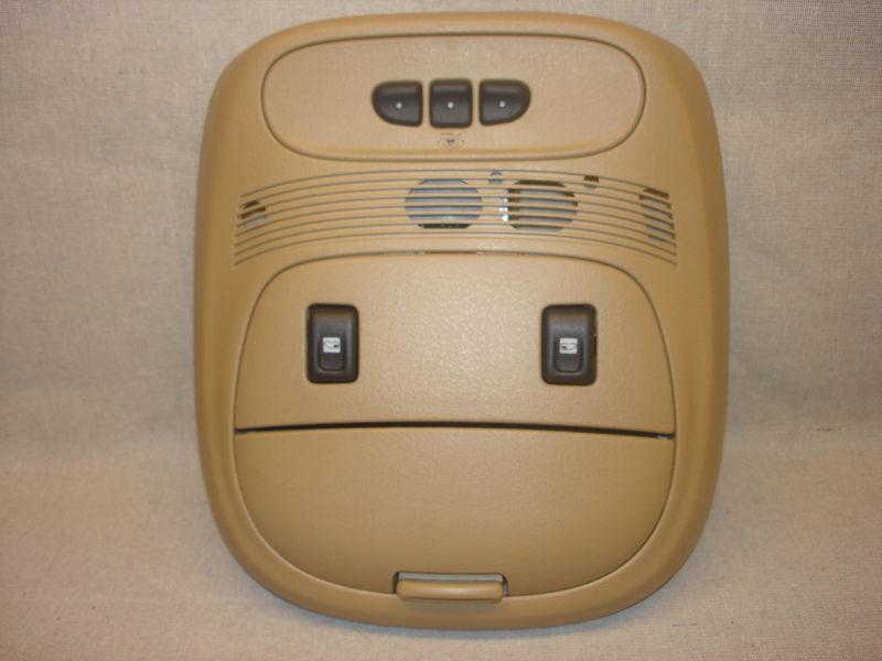 02-09 gmc envoy overhead console homelink sun glass compartment tan color oem