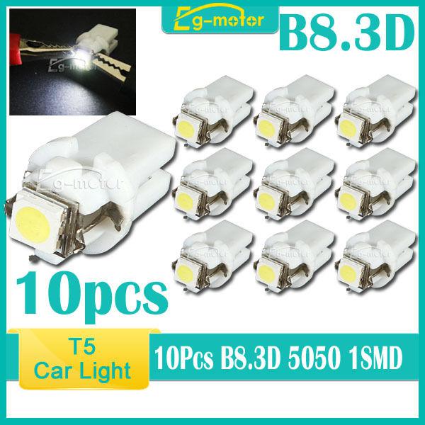 10x  t5 b8 .3d 5050 1smd led light car indicator side dashboard lamp bulb white 