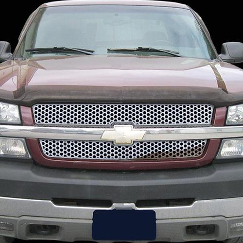 Chevy silverado 1500 03-05 circle punch polished stainless truck grill add-on