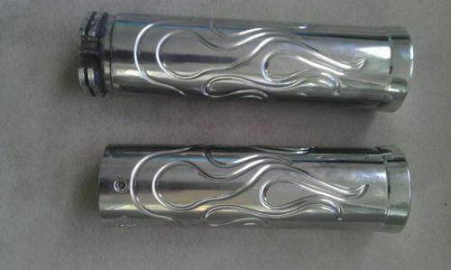 Arlen ness flamed throttle hand grips - chrome harley davidsons chopper / bobber