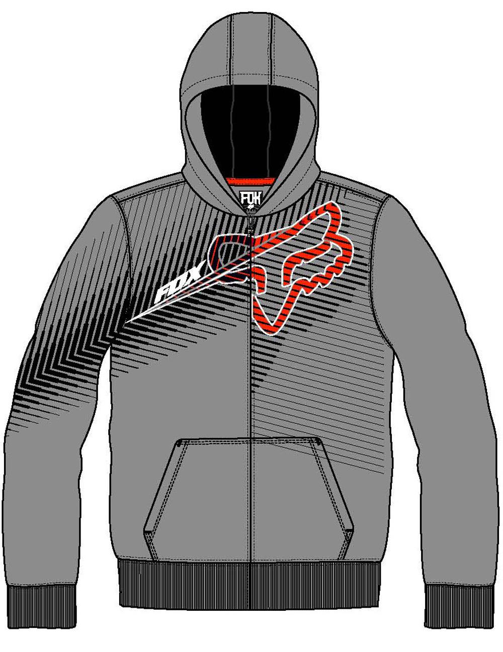 Fox boys collateral grey zip-up hoody motocross sweatshirt mx 2014 fleece orange