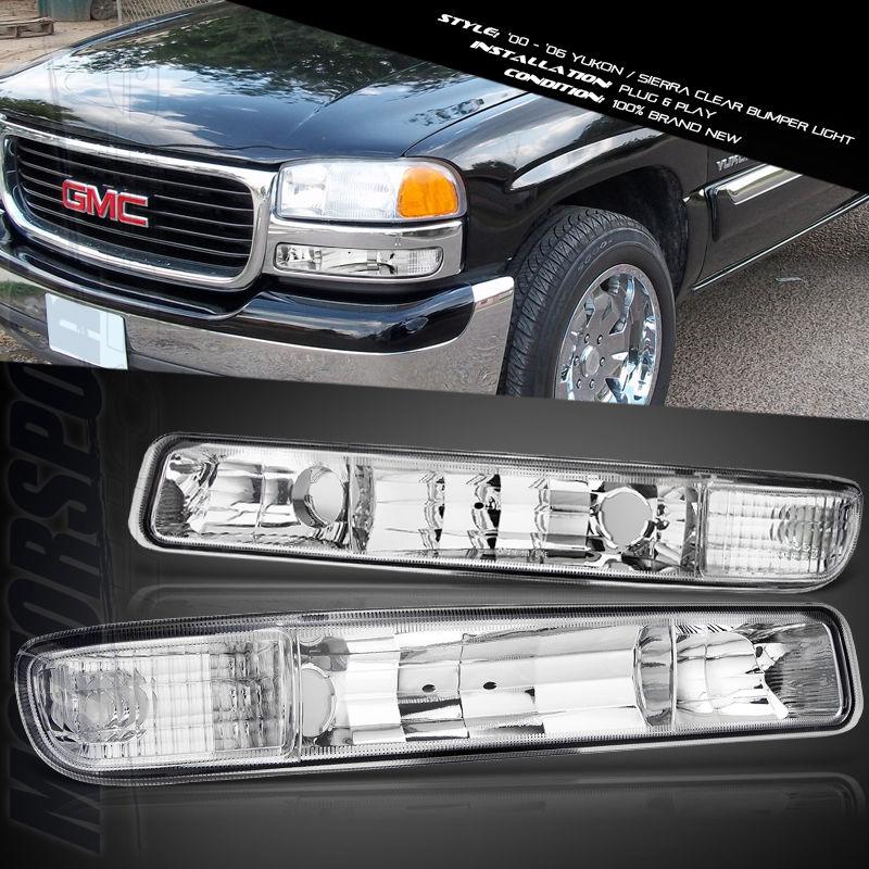 99-06 gmc sierra yukon chrome turning parking side marker signal bumper lights