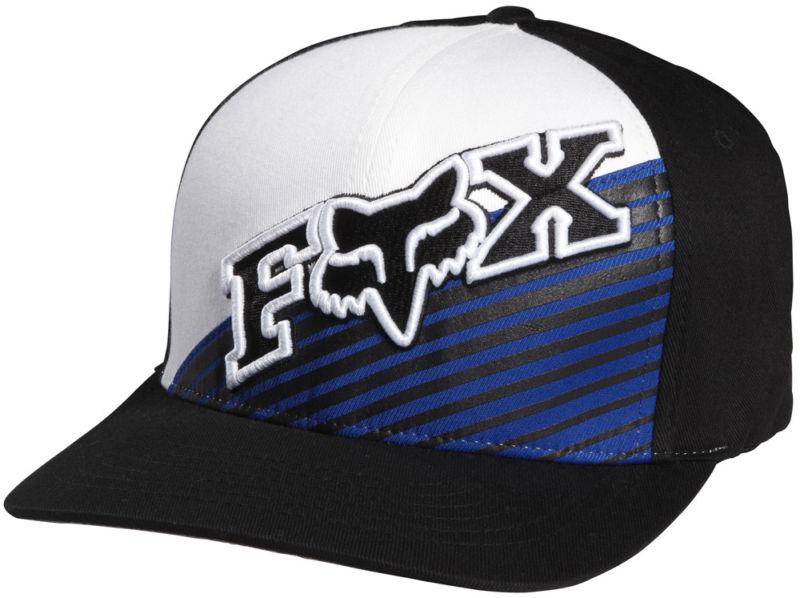 Fox counteractive blue fitted flexfit medium profile hat cap hats mx 2014 white