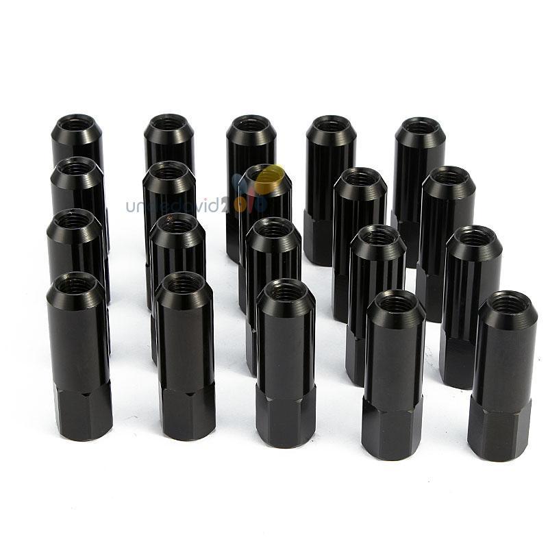 20pcs m12x1.5 60mm black aluminum extended tuner wheel lug nut for wheel rims