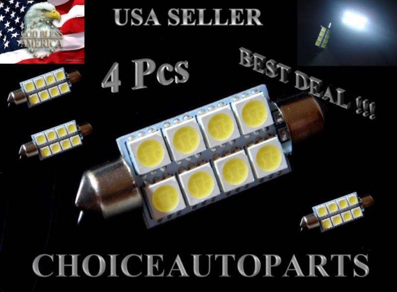 4x 42mm 5050 8smd festoon interior dome map white car led light bulbs 578 2112 