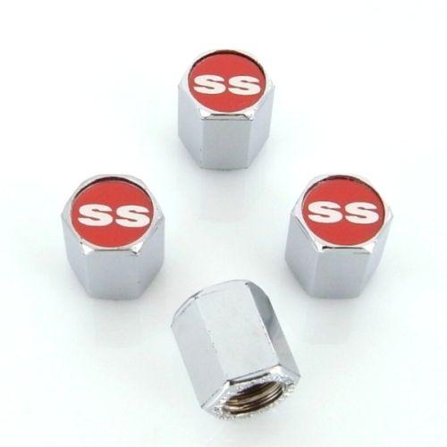 Chevrolet red ss logo chrome  tire stem valve caps -new