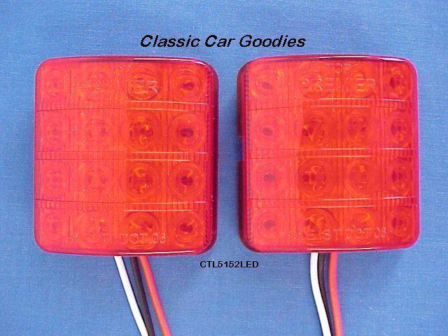 1951-1952 chevy red led tail light inserts (2) 12v new!