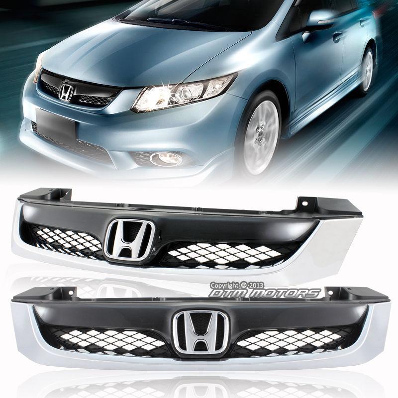 2012-2013 honda civic sedan modulo style chrome / black top abs front grille