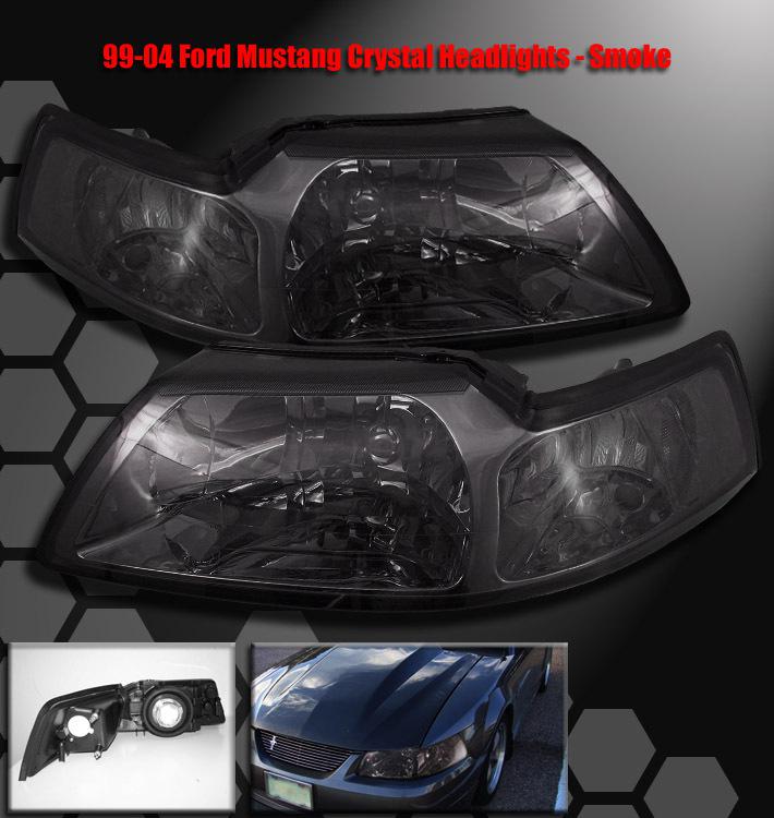 1999-2004 ford mustang crystal headlights smoke 02 2003