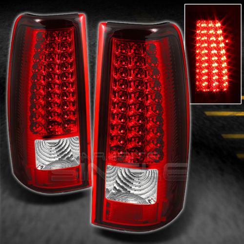 03-06 silverado 04-06 gmc sierra pickup red clear led tail lights left+right