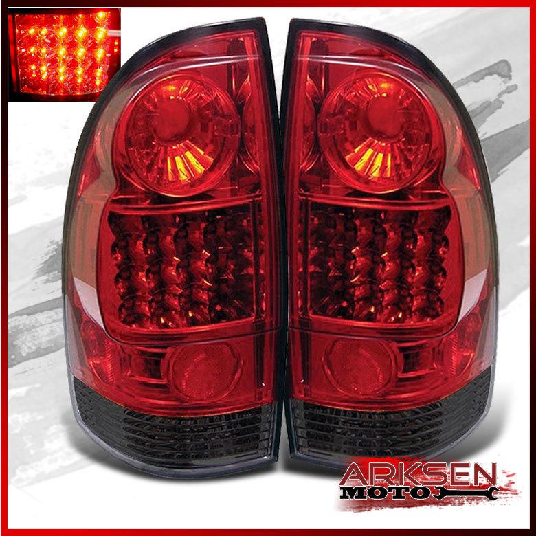 05-12 tacoma jdm red/smoked led perform tail lights rear brake smoke lamps set