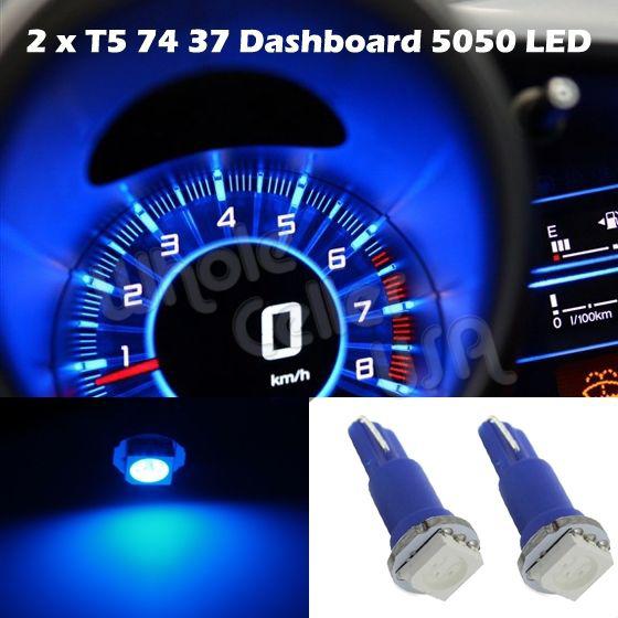 2x bright blue t5 smd led bulbs for dashboard gauge background cluster 37 73 74