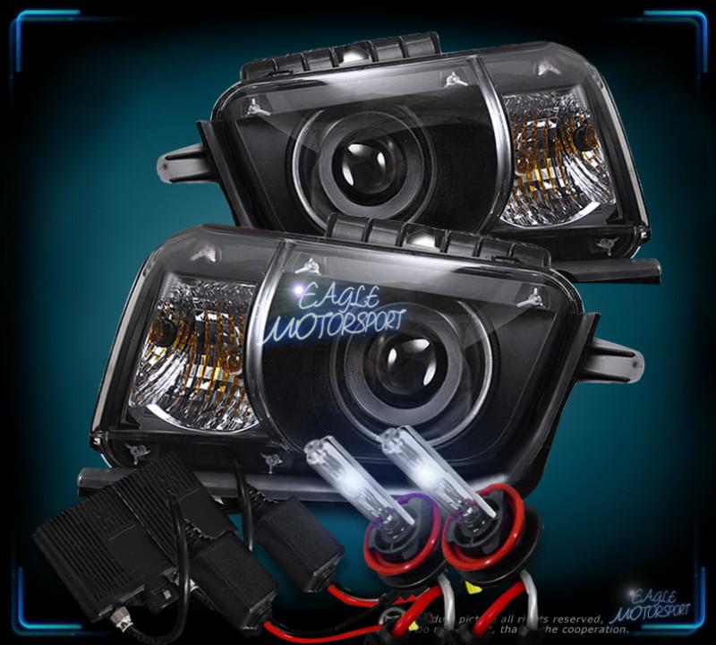 8000k slim hid 2010-2012 chevy camaro ccfl halo projector black blk headlights