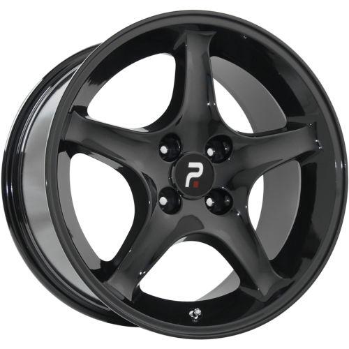 17x9 black strada replicas 102 (1995 mustang cobra r) wheels 4x4.25 +18